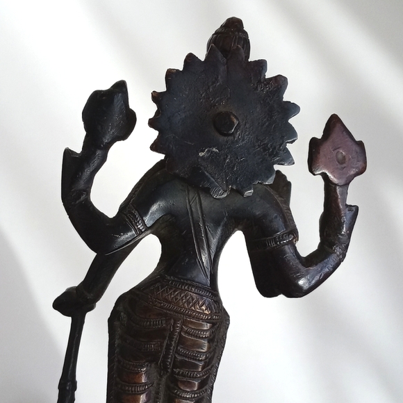 Antique Brass Bronze Statue Figurine From India 6 1/2” Tall - Picture 6 of 10
